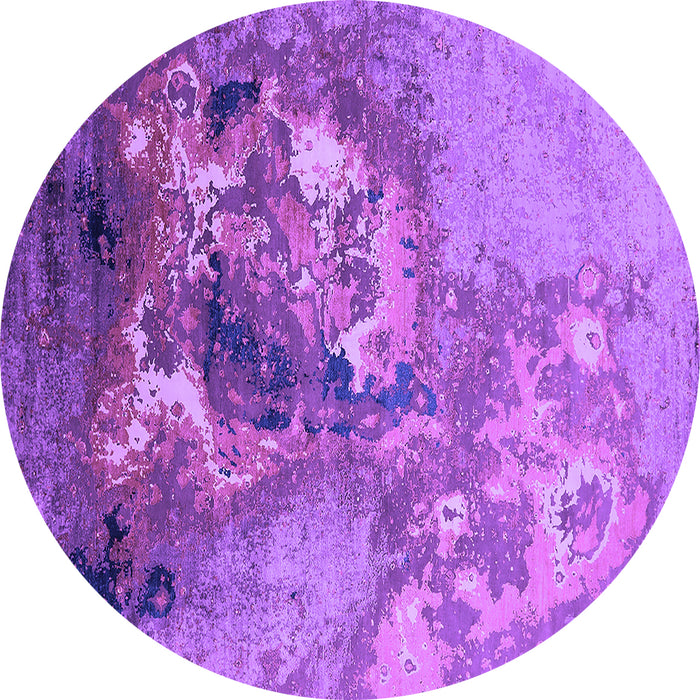 Round Machine Washable Oriental Purple Industrial Area Rugs, wshurb2055pur
