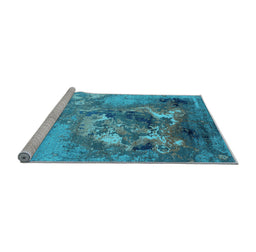 Sideview of Machine Washable Oriental Light Blue Industrial Rug, wshurb2055lblu