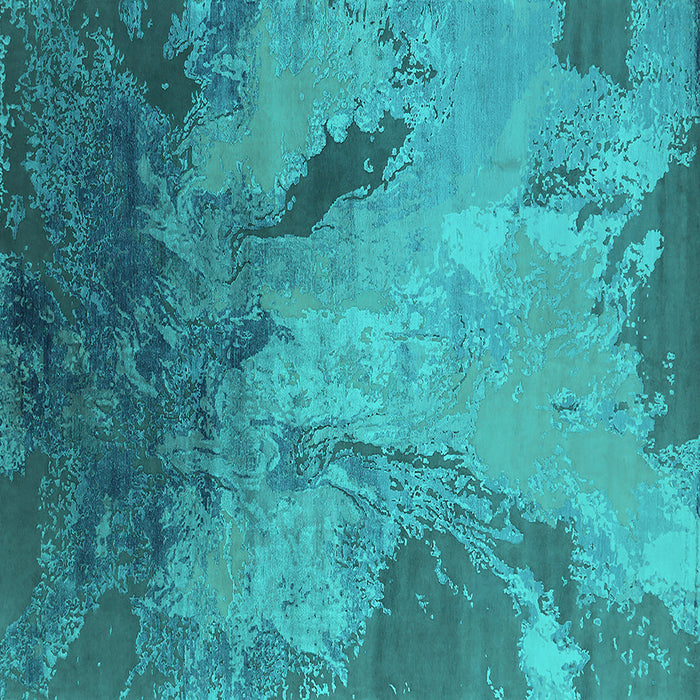 Square Oriental Turquoise Industrial Rug, urb2056turq