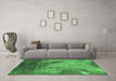 Machine Washable Oriental Emerald Green Industrial Area Rugs in a Living Room,, wshurb2056emgrn