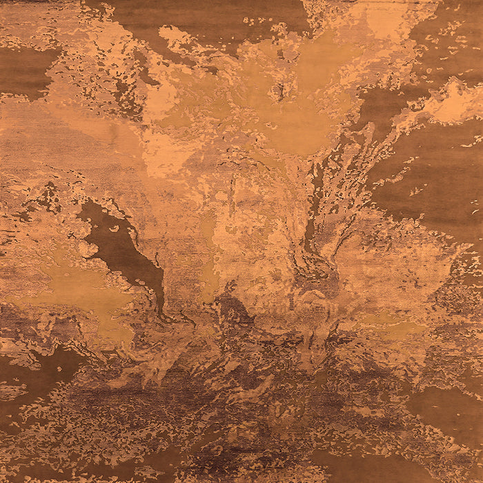 Square Machine Washable Oriental Orange Industrial Area Rugs, wshurb2056org