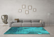 Machine Washable Oriental Turquoise Industrial Area Rugs in a Living Room,, wshurb2056turq