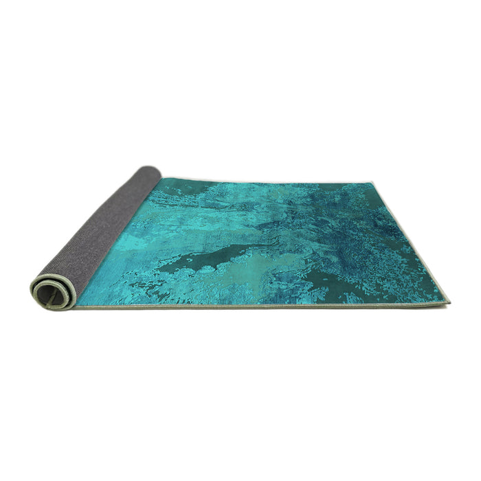 Sideview of Oriental Turquoise Industrial Rug, urb2056turq
