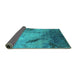 Sideview of Oriental Turquoise Industrial Rug, urb2056turq