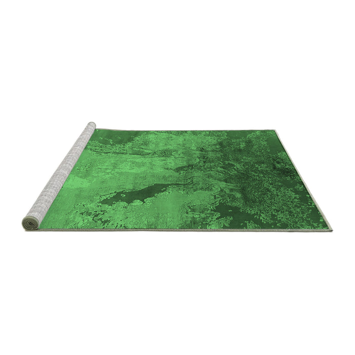 Sideview of Machine Washable Oriental Emerald Green Industrial Area Rugs, wshurb2056emgrn