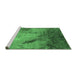 Sideview of Machine Washable Oriental Emerald Green Industrial Area Rugs, wshurb2056emgrn