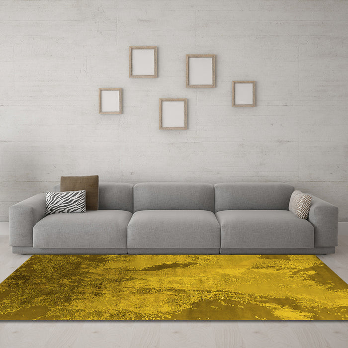 Machine Washable Oriental Yellow Industrial Rug in a Living Room, wshurb2056yw