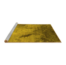 Sideview of Machine Washable Oriental Yellow Industrial Rug, wshurb2056yw
