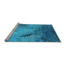 Sideview of Machine Washable Oriental Light Blue Industrial Rug, wshurb2056lblu