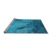 Sideview of Machine Washable Oriental Light Blue Industrial Rug, wshurb2056lblu