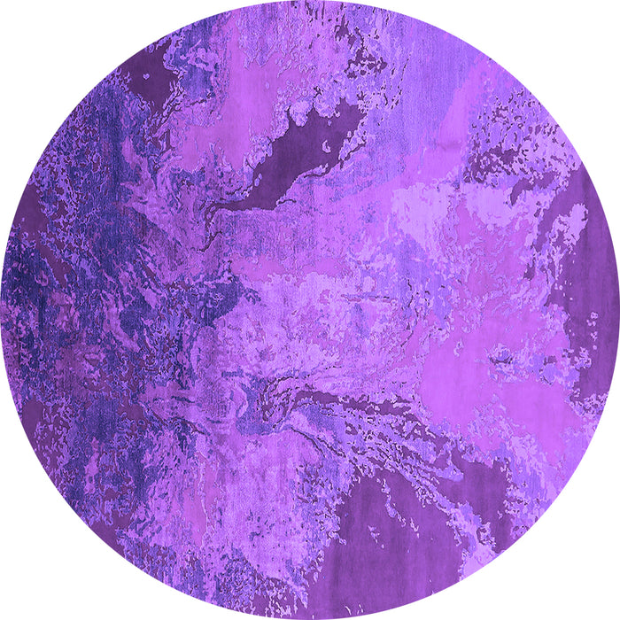 Round Machine Washable Oriental Purple Industrial Area Rugs, wshurb2056pur