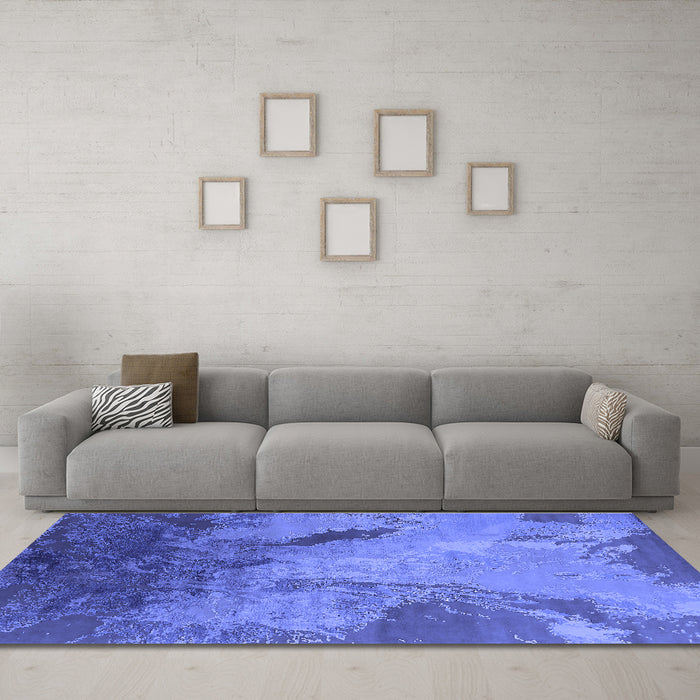 Machine Washable Oriental Blue Industrial Rug in a Living Room, wshurb2056blu