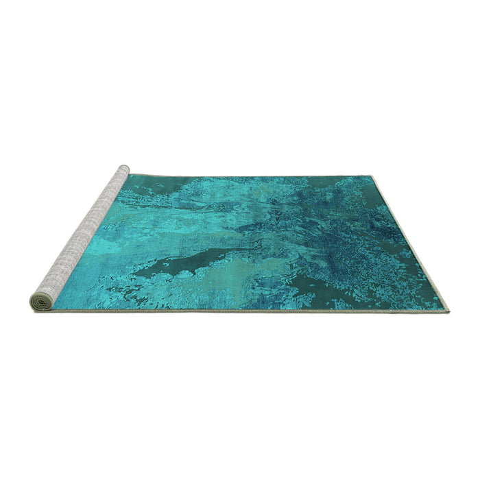 Sideview of Machine Washable Oriental Turquoise Industrial Area Rugs, wshurb2056turq