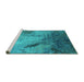 Sideview of Machine Washable Oriental Turquoise Industrial Area Rugs, wshurb2056turq