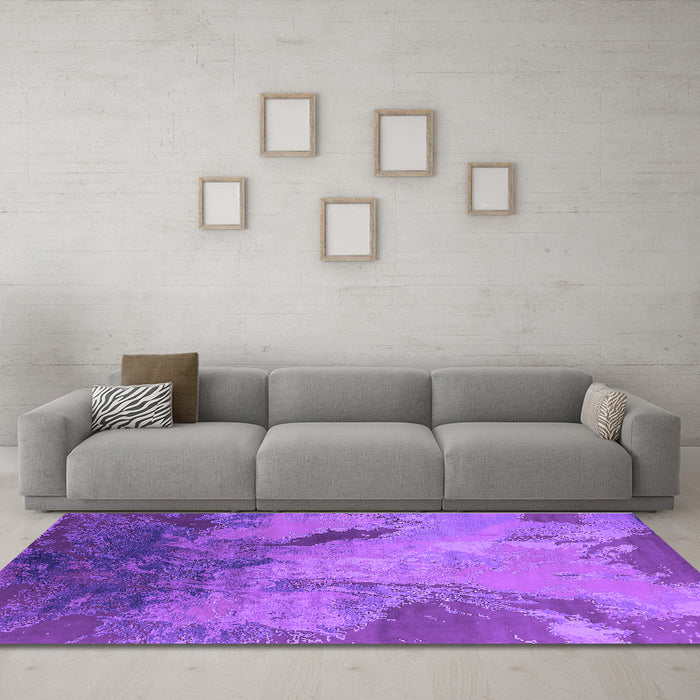 Machine Washable Oriental Purple Industrial Area Rugs in a Living Room, wshurb2056pur