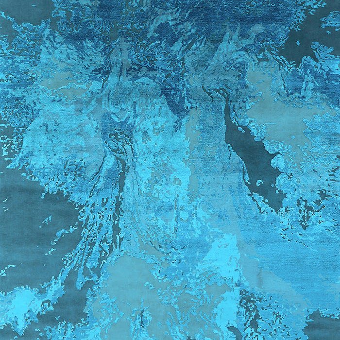 Machine Washable Oriental Light Blue Industrial Rug, wshurb2056lblu