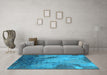 Machine Washable Oriental Light Blue Industrial Rug in a Living Room, wshurb2056lblu