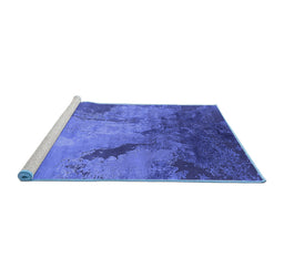 Sideview of Machine Washable Oriental Blue Industrial Rug, wshurb2056blu