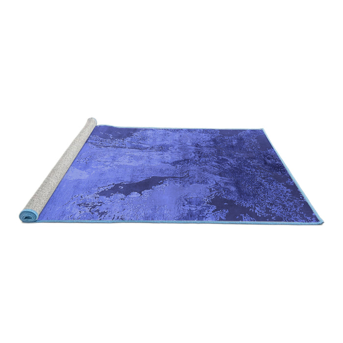 Sideview of Machine Washable Oriental Blue Industrial Rug, wshurb2056blu