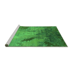 Sideview of Machine Washable Oriental Green Industrial Area Rugs, wshurb2056grn