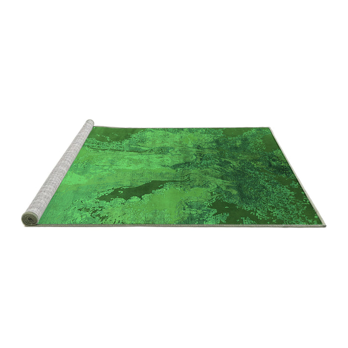 Sideview of Machine Washable Oriental Green Industrial Area Rugs, wshurb2056grn
