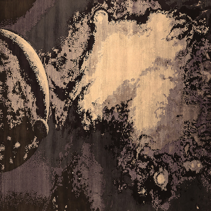 Square Machine Washable Oriental Brown Industrial Rug, wshurb2057brn