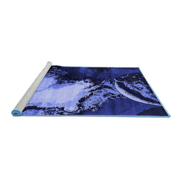 Sideview of Machine Washable Oriental Blue Industrial Rug, wshurb2057blu