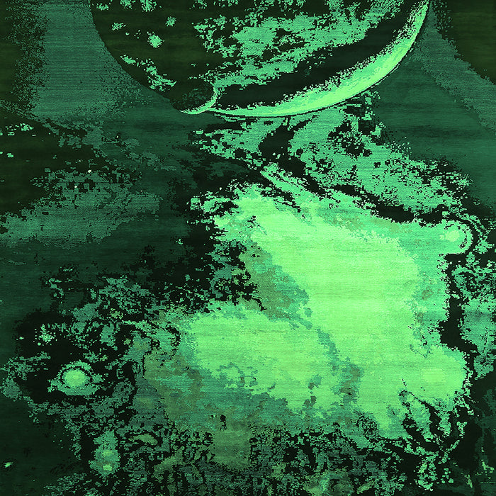 Square Machine Washable Oriental Green Industrial Area Rugs, wshurb2057grn