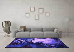 Machine Washable Oriental Purple Industrial Area Rugs in a Living Room, wshurb2057pur