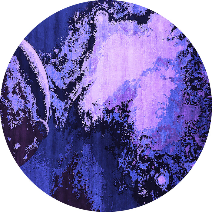 Round Machine Washable Oriental Purple Industrial Area Rugs, wshurb2057pur