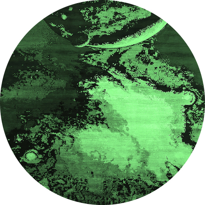 Round Oriental Emerald Green Industrial Rug, urb2057emgrn
