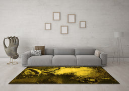 Machine Washable Oriental Yellow Industrial Rug in a Living Room, wshurb2057yw