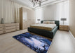 Machine Washable Industrial Modern Blue Rug in a Bedroom, wshurb2057