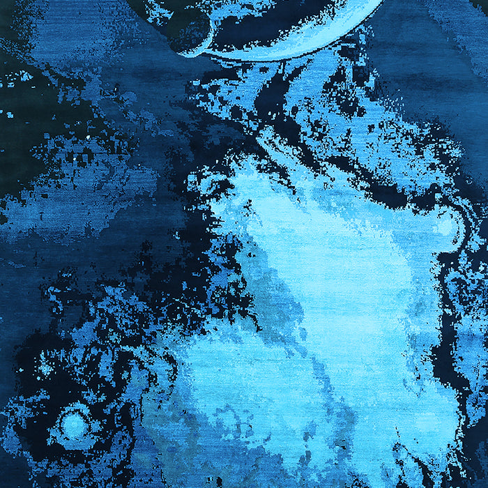 Machine Washable Oriental Light Blue Industrial Rug, wshurb2057lblu