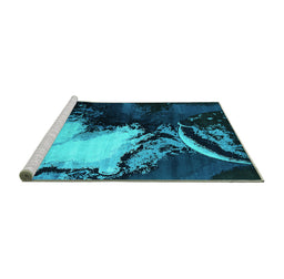 Sideview of Machine Washable Oriental Turquoise Industrial Area Rugs, wshurb2057turq