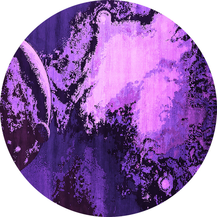 Round Machine Washable Oriental Pink Industrial Rug, wshurb2057pnk