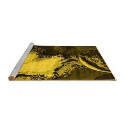 Sideview of Machine Washable Oriental Yellow Industrial Rug, wshurb2057yw