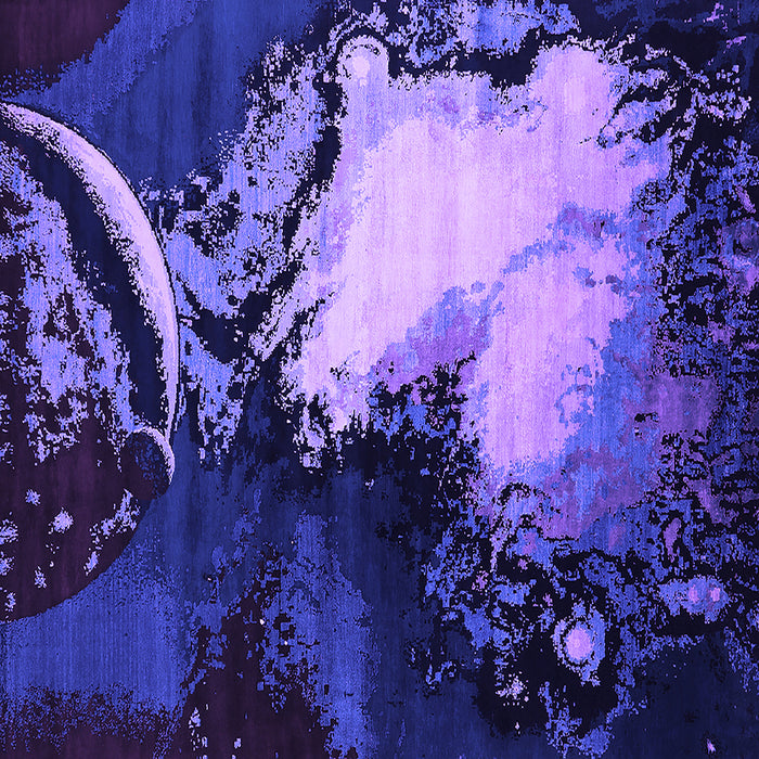 Square Machine Washable Oriental Purple Industrial Area Rugs, wshurb2057pur