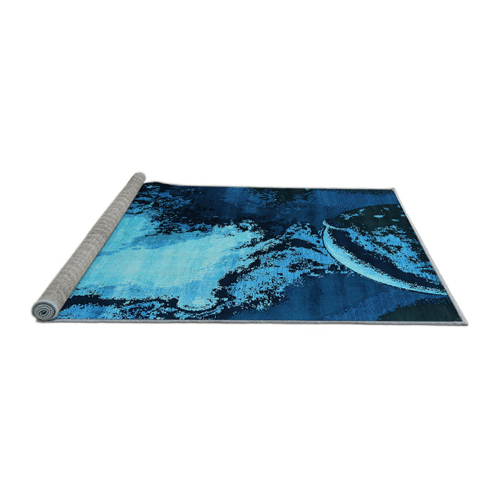 Sideview of Machine Washable Oriental Light Blue Industrial Rug, wshurb2057lblu