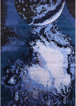 Mid-Century Modern Blue Oriental Rug, urb2057