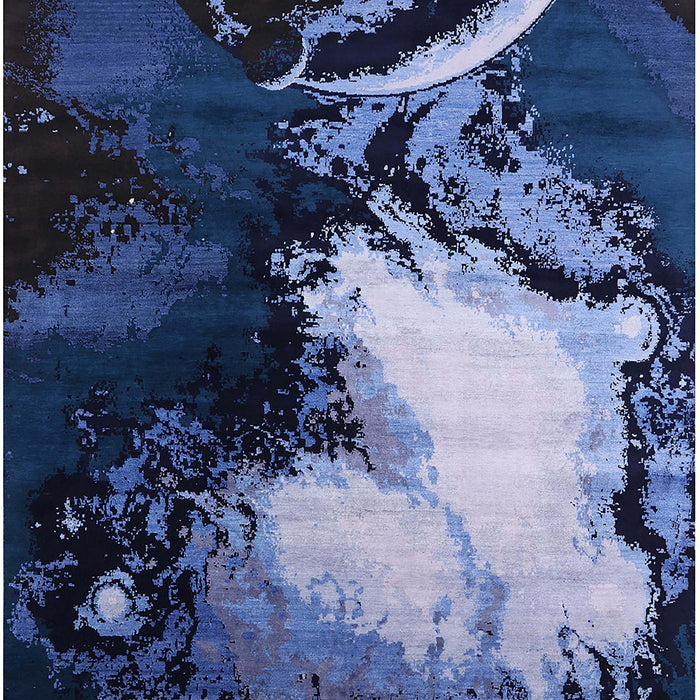 Mid-Century Modern Blue Oriental Rug, urb2057