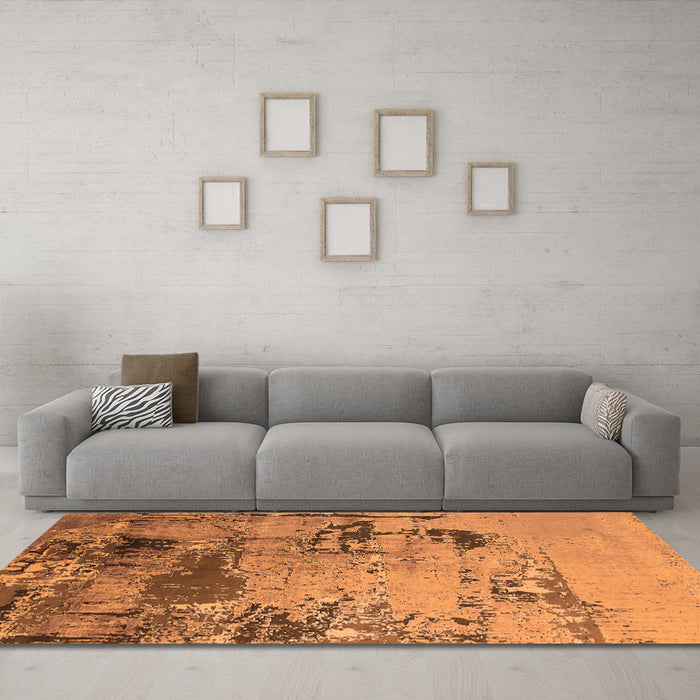 Machine Washable Oriental Orange Industrial Area Rugs in a Living Room, wshurb2058org