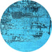 Round Oriental Light Blue Industrial Rug, urb2058lblu