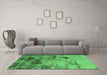 Machine Washable Oriental Emerald Green Industrial Area Rugs in a Living Room,, wshurb2058emgrn