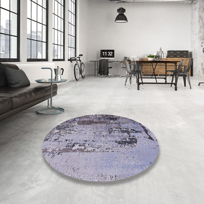 Round Machine Washable Industrial Modern Wisteria Purple Rug in a Office, wshurb2058