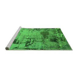 Sideview of Machine Washable Oriental Green Industrial Area Rugs, wshurb2058grn