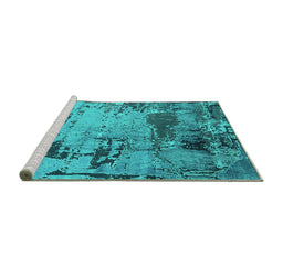 Sideview of Machine Washable Oriental Turquoise Industrial Area Rugs, wshurb2058turq