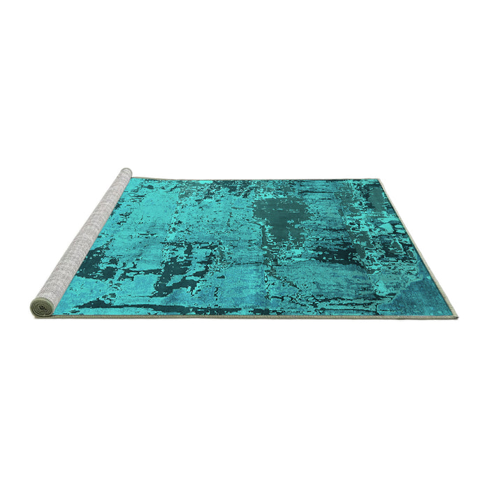 Sideview of Machine Washable Oriental Turquoise Industrial Area Rugs, wshurb2058turq