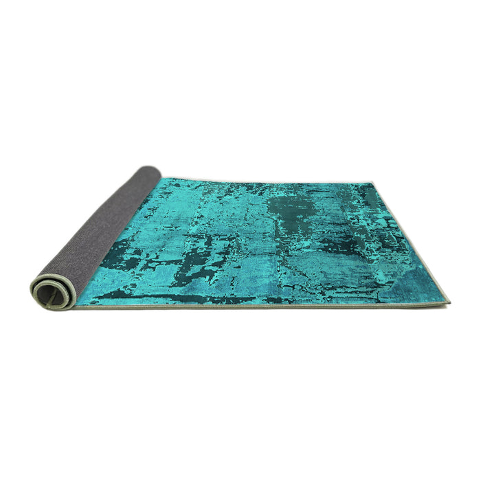 Sideview of Oriental Turquoise Industrial Rug, urb2058turq