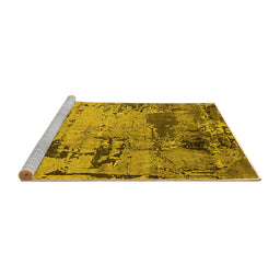 Sideview of Machine Washable Oriental Yellow Industrial Rug, wshurb2058yw